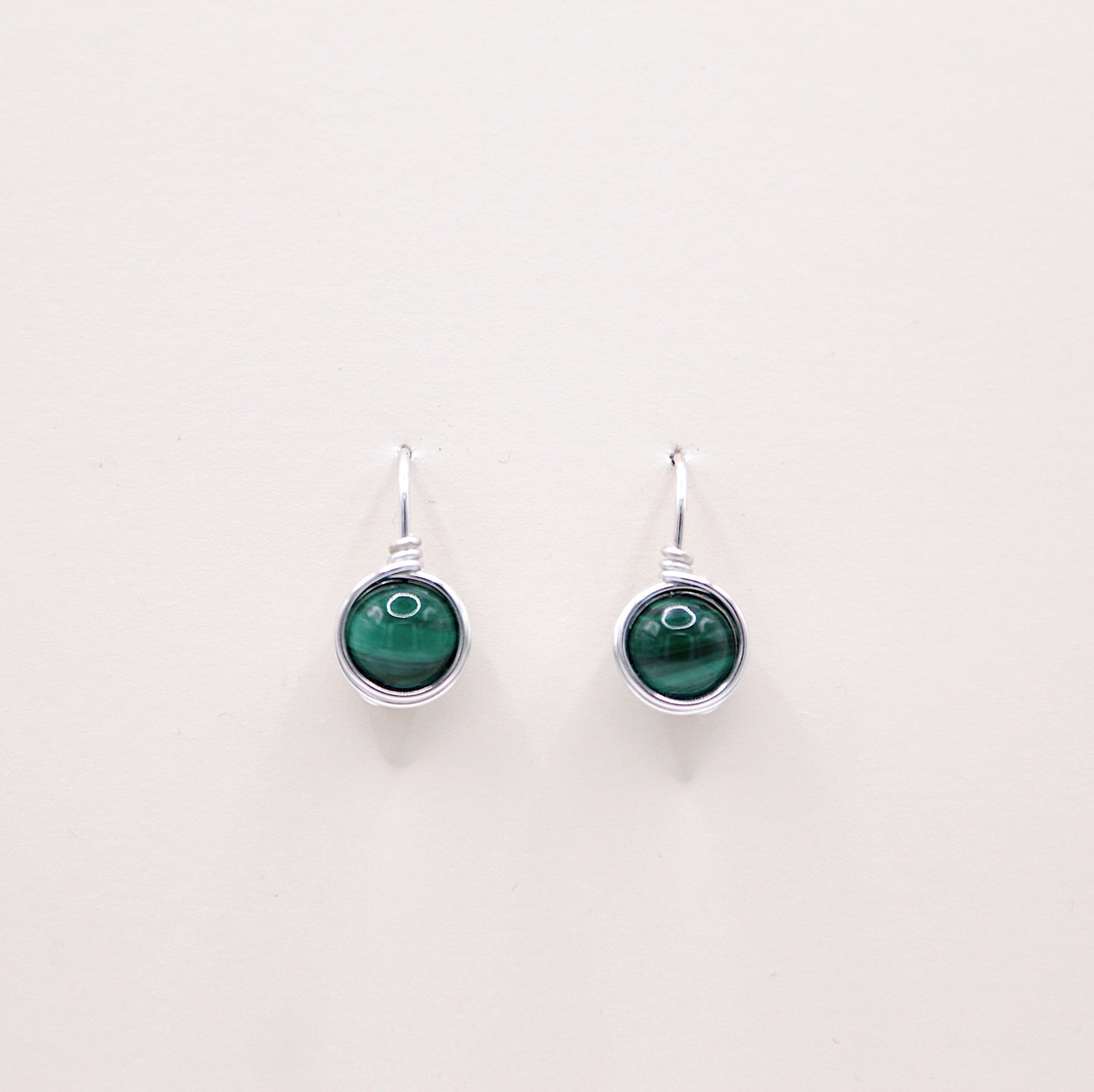 Boucles d'oreilles Wire Wrapping en Malachite