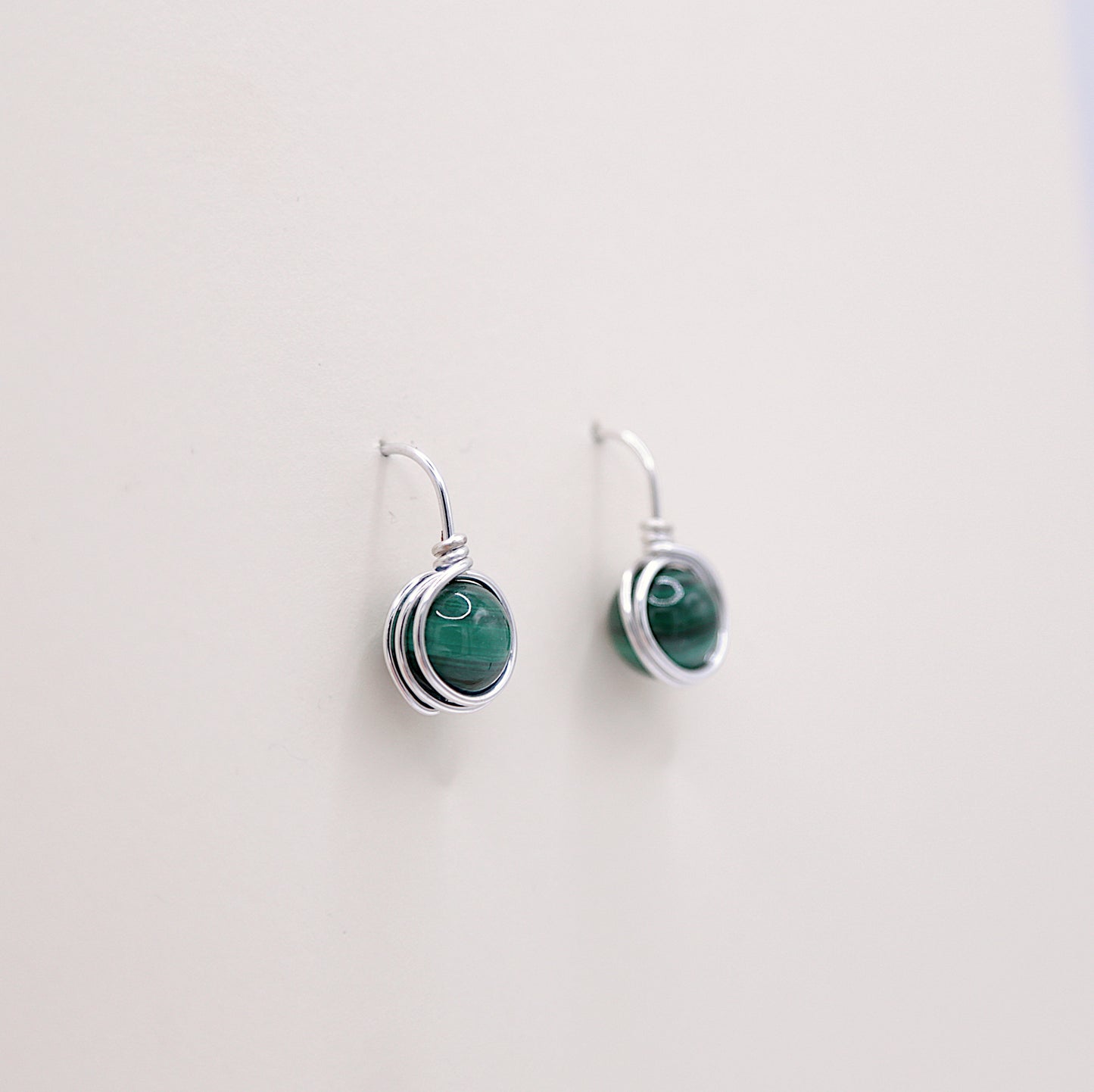 Boucles d'oreilles Wire Wrapping en Malachite