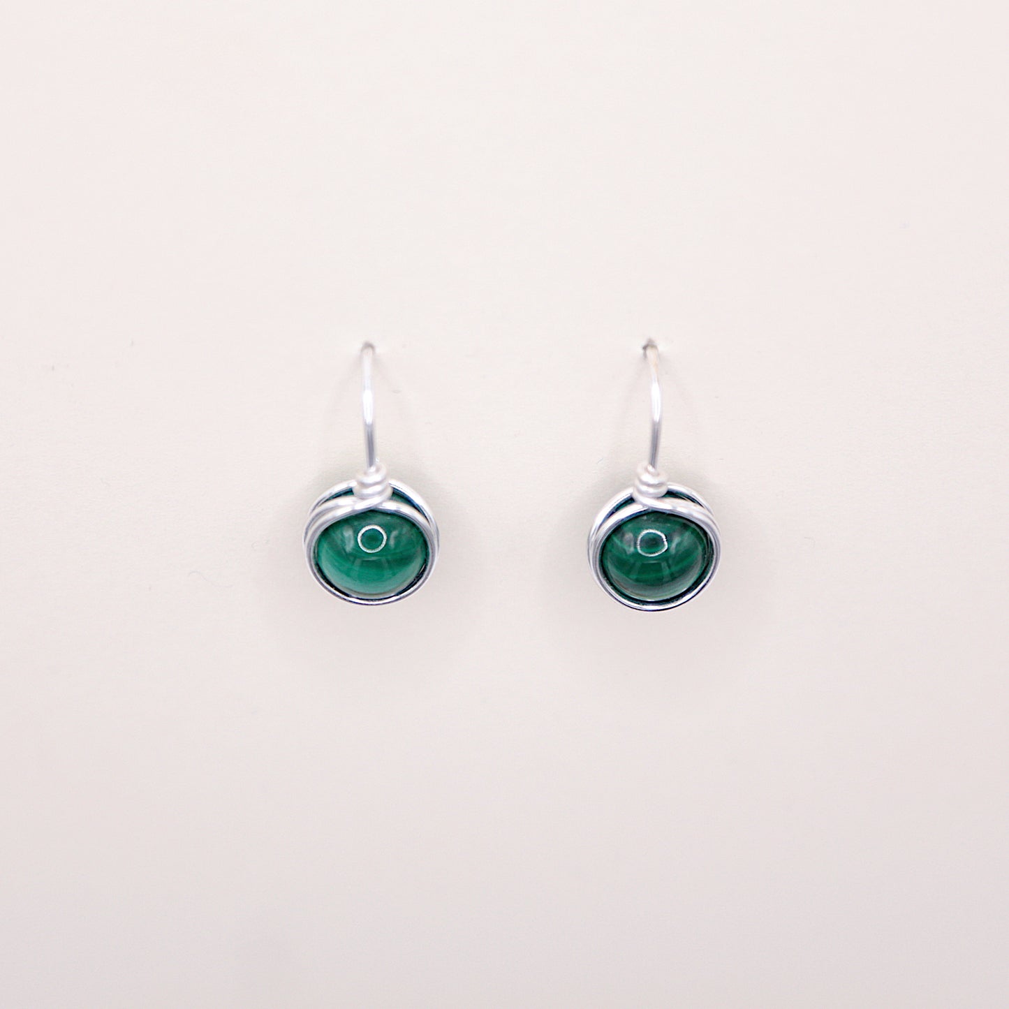 Boucles d'oreilles Wire Wrapping en Malachite