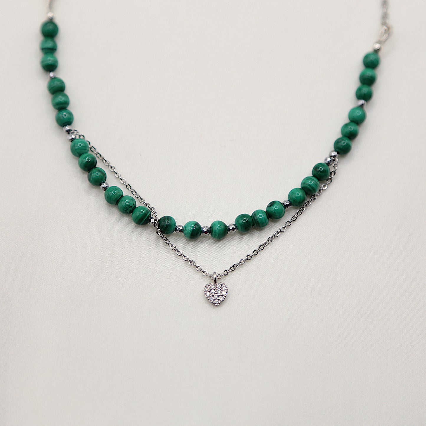 Collier en Malachite et mini pendentif