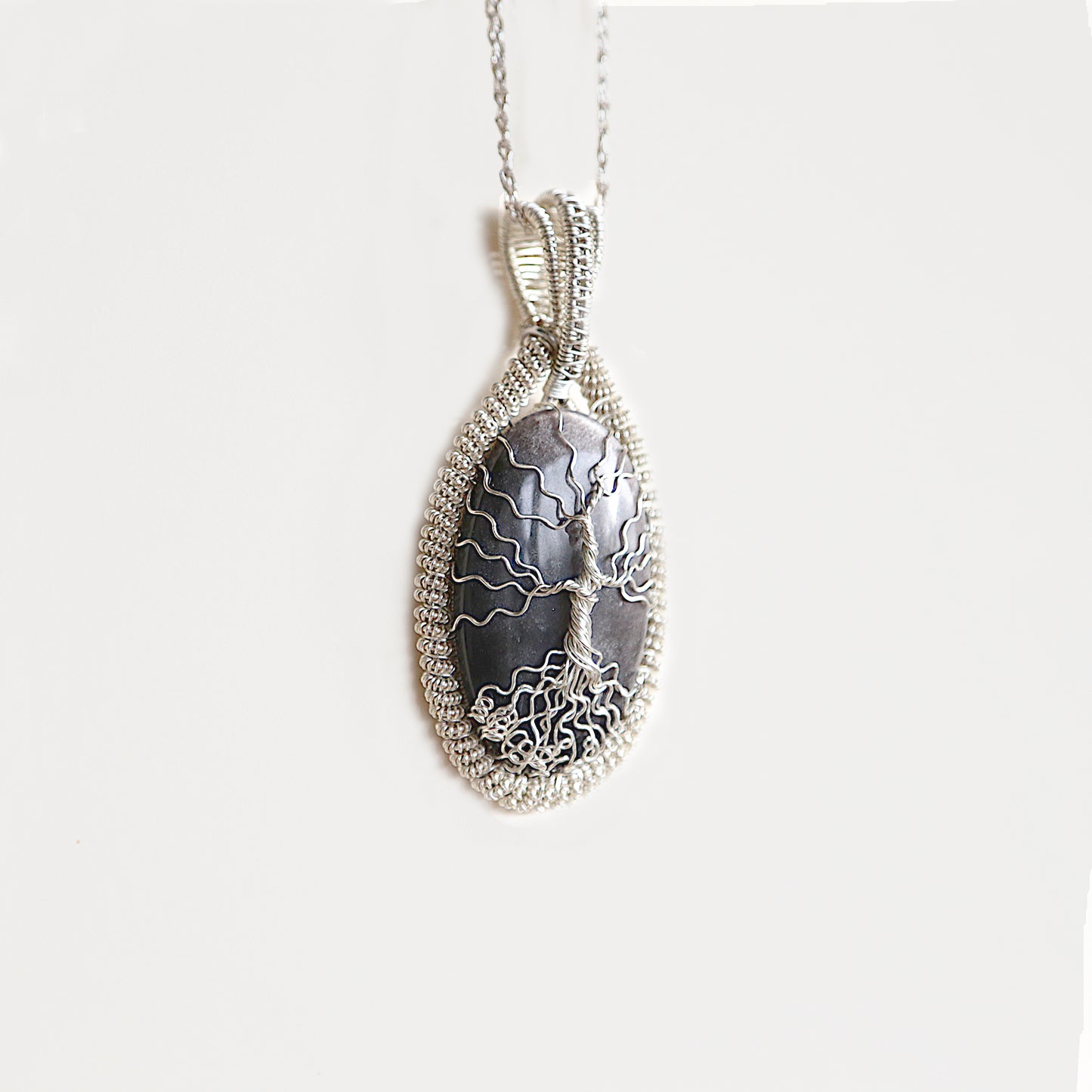 Pendentif Obsidienne Arbre de Vie