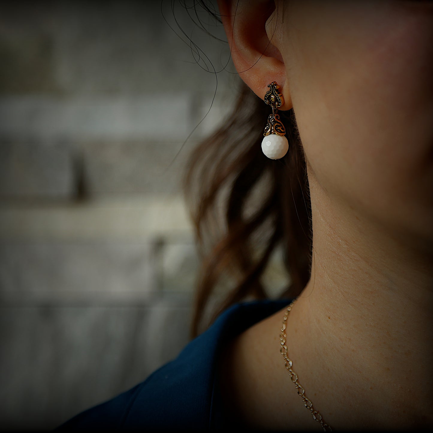 Boucles d'oreilles en Agate blanche