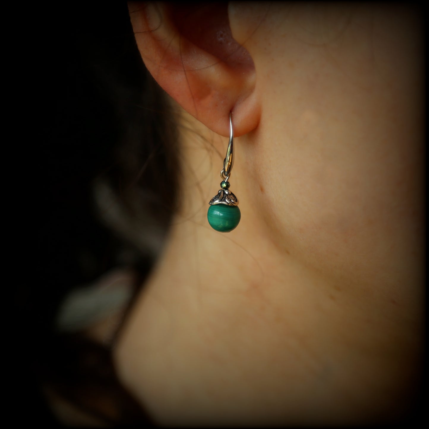 Boucles d'oreilles en Malachite