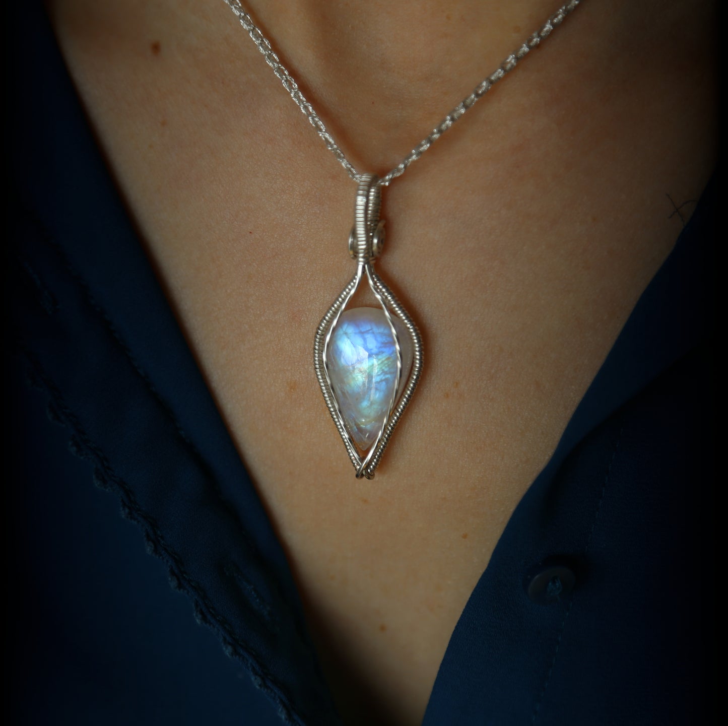 Pendentif Labradorite blanche TOP quality