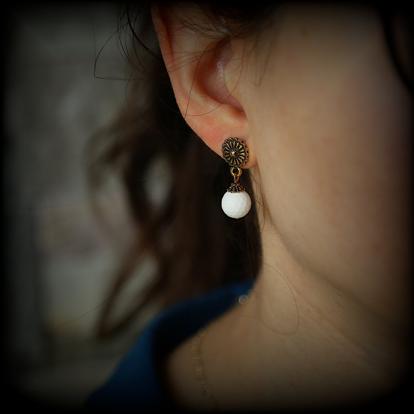 Boucles d'oreilles en Agate blanche
