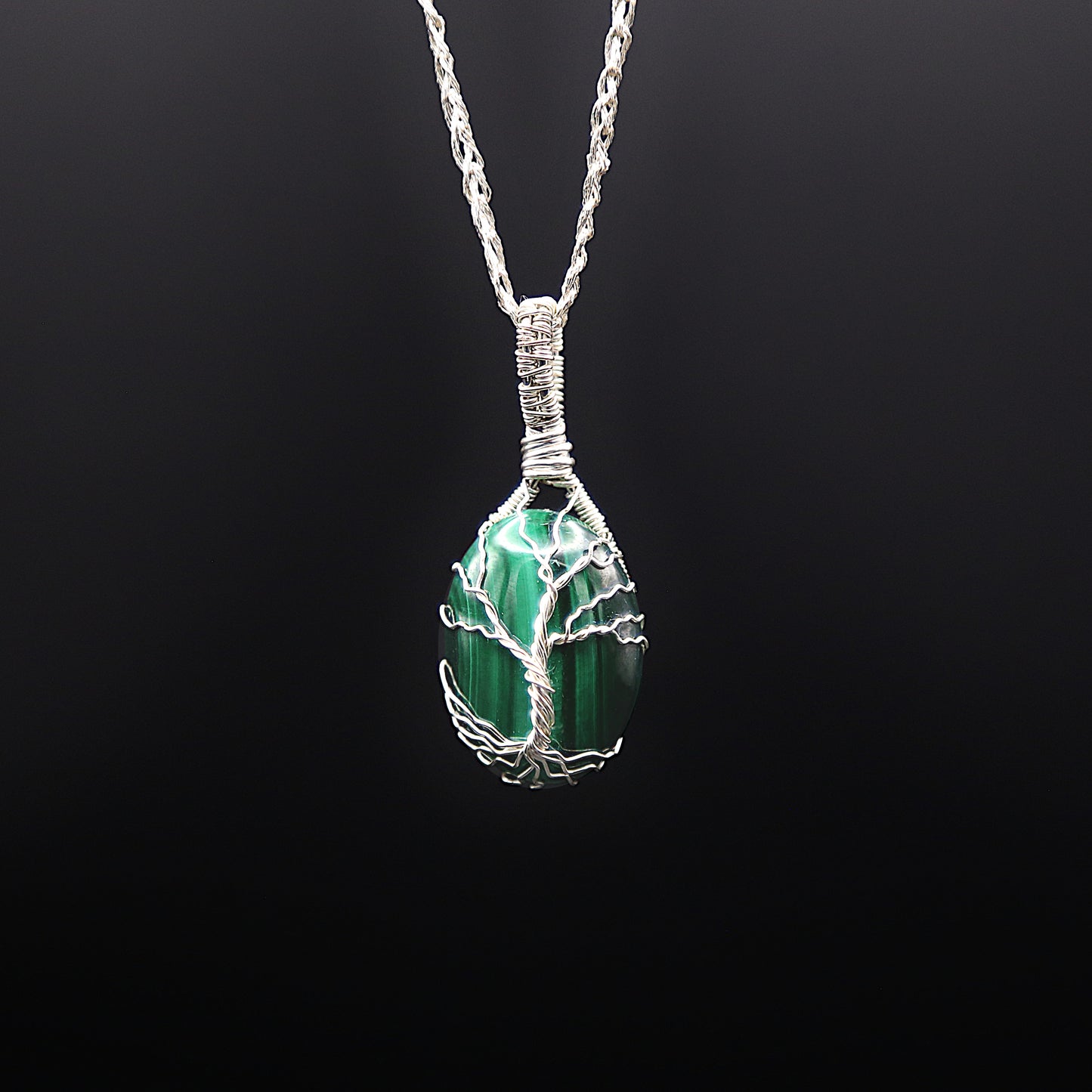 Pendentif Malachite Arbre de Vie