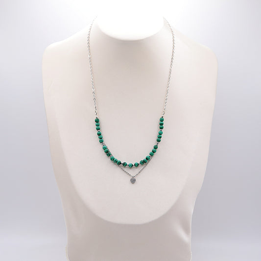 Collier en Malachite et mini pendentif